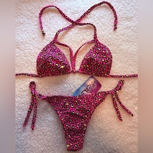 Mariposa Brazilian Pink Leopard Bikini